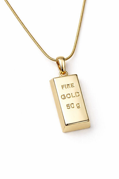 Leo'Stone Fine Gold Külçe Altın Uçlu 316L Çelik Paslanmaz Kararmaz Kadın Çeli...