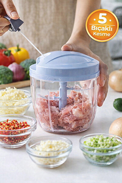 Tilbe Home Pratik Ipli El Rondosu 5 Çelik Bıçaklı Büyük Boy Sebze Meyve Et So...