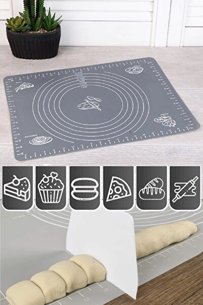 Tilbe Home Silikon Hamur Açma Matı Ölçülü Isıya Dayanıklı Hamur Yoğurma Matı Renkli Mutfak Pasta Fırın Altlığı