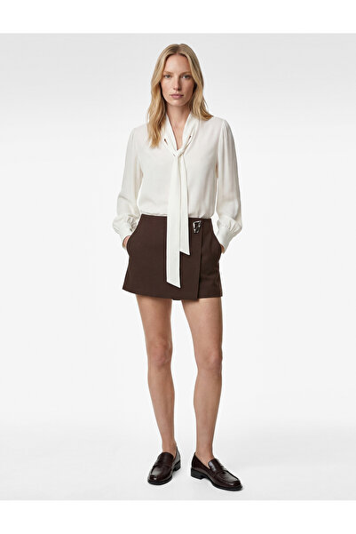 Koton Bağlama Detaylı Viskon Uzun Kollu Fular Yaka Bluz