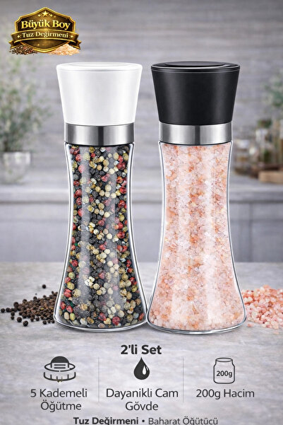 Tilbe Home Black Pepper Salt Shaker Mill Spice Grinder with Ceramic Blade Dur...