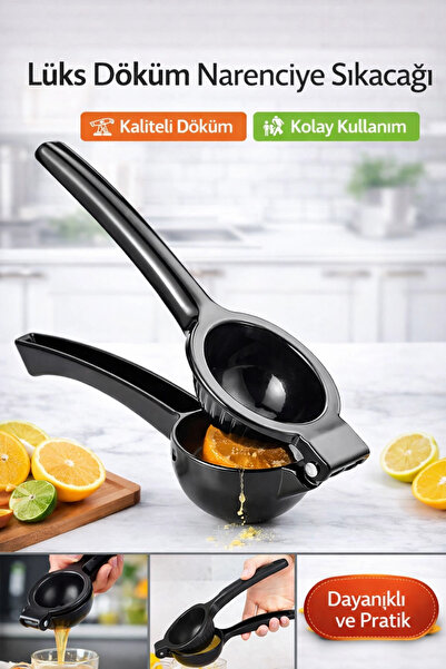 Tilbe Home Lüks Döküm Limon Portakal Narenciye Sıkacağı Paslanmaz Siyah Dayan...