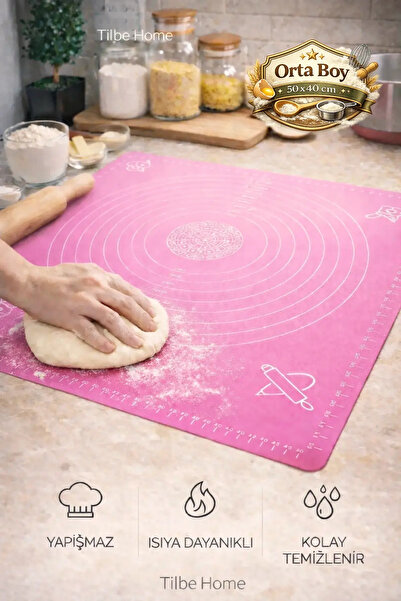 Tilbe Home Silikon Hamur Matı Ölçülü Isıya Dayanıklı Hamur Yoğurma Açma Matı ...