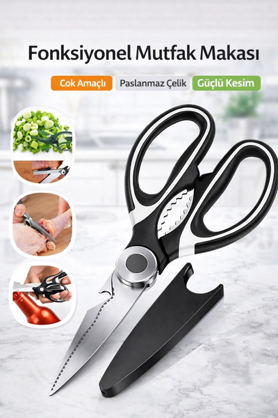 Tilbe Home Paslanmaz Çelik Mutfak Makası Çok Fonksiyonlu Ultra Keskin Et Sebz...