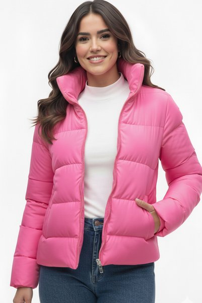 ALFUDO Moda Collection Geacă cu puf cu guler scurt pentru femei