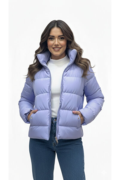 ALFUDO Moda Collection Palton puf cu guler ridicat pentru femei