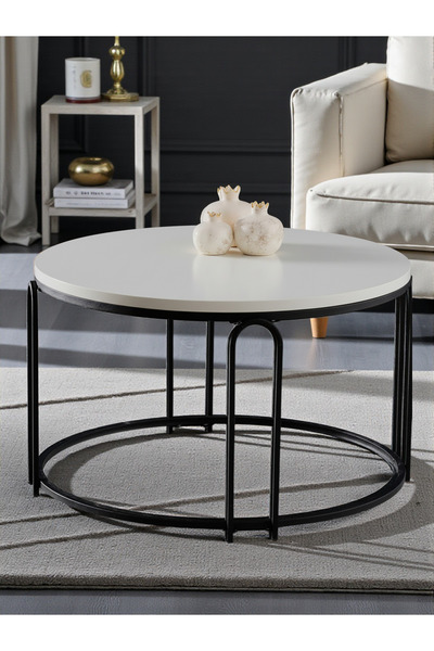 SEDAŞ LIVING UNITS Lenka TEMPERLİ CAM Orta Sehpa Yuvarlak Siyah Metal - sedaş...