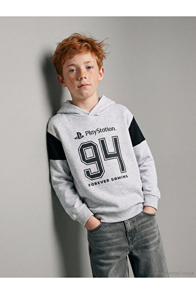 LC Waikiki Nevavm Hooded Playstation Printed Boys' Sweatshirt with Difference...