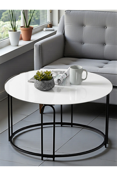 SEDAŞ LIVING UNITS Lenka TEMPERLİ CAM Orta Sehpa Yuvarlak Siyah Metal - sedaş...