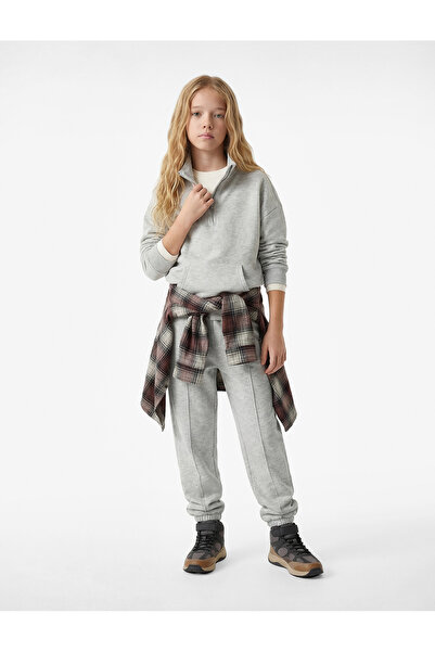 Koton Long Sleeve Semi-Zip Oversized Sweatshirt with Pockets