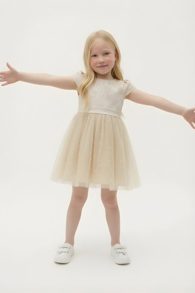 FESSHERA KİDS Girls' Dress Special Occasion and Party Dress Princess Model Back Detail Bow Evening Dress