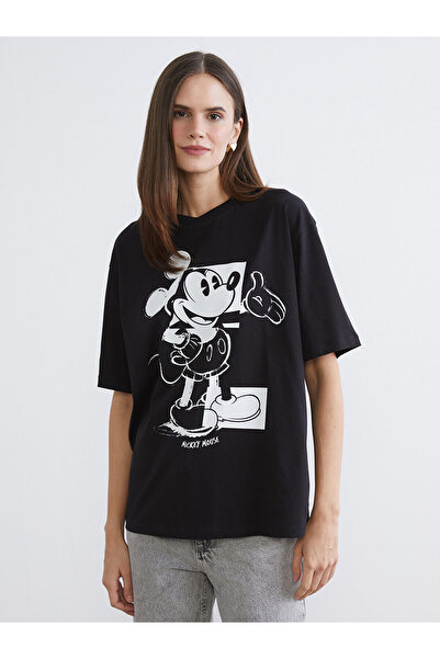 LC Waikiki Peak Yeni Sezon Mickey Mouse Baskılı Oversize Kadın Tişört