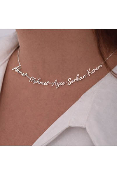 Soleildor 925 ayar Orijinal Gümüş Kişiye Özel Beş İsimli Gümüş Kolye