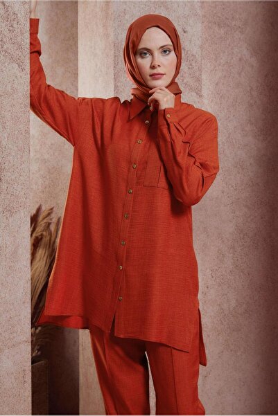 Alvina 44412 Model Shirt Collar Trousers Set