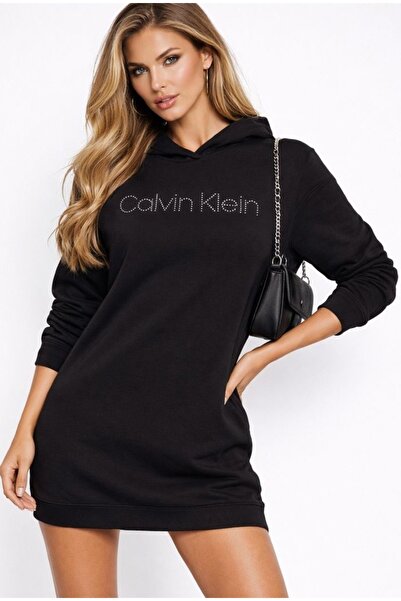 Calvin Klein Hooded Stone Printed Ck Dress
