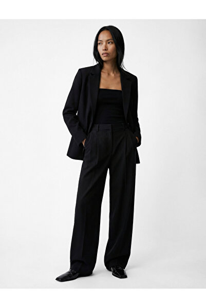 Koton Wide Collar Long Sleeve Slim Fit Button Pocket Detail Blazer Jacket