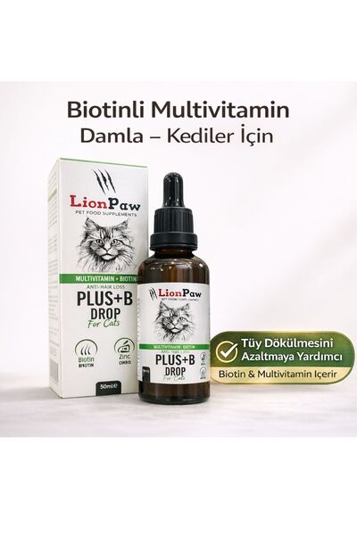 LİON PAW Kedi Tüy Dökülmesi Önleyici Multivitamin Damla Biotinli 50 ml