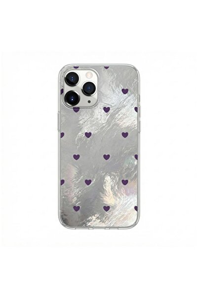 Zebana iPhone 11 Pro Max Compatible Case Pink Heart Silicone Case Lilac