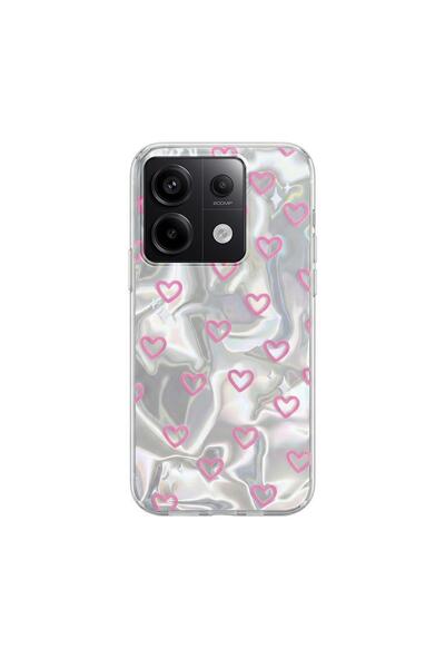 Zebana Xiaomi Poco X6 Uyumlu Kılıf Zebana Pink Heart Silikon Kılıf Pembe