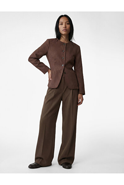 Koton Long Sleeve Crew Neck Pocket Detailed Buttoned Jacket