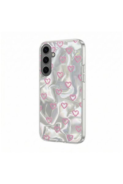 Zebana Samsung Galaxy S23 Compatible Case Zebana Pink Heart Silicone Case Pink