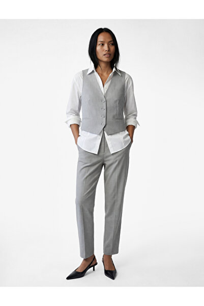 Koton talie înaltă Pantaloni slim fit din amestec de viscoză cu țigaretă buzu...