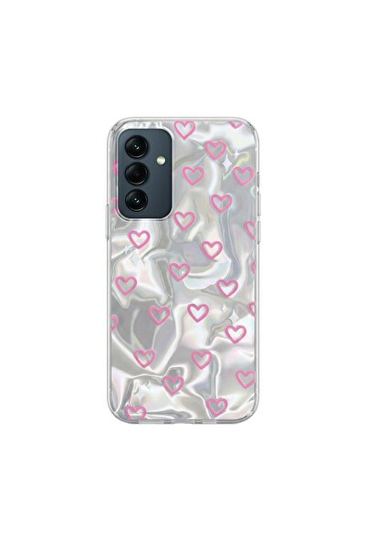 Zebana Samsung Galaxy A34 Uyumlu Kılıf Zebana Pink Heart Silikon Kılıf Pembe
