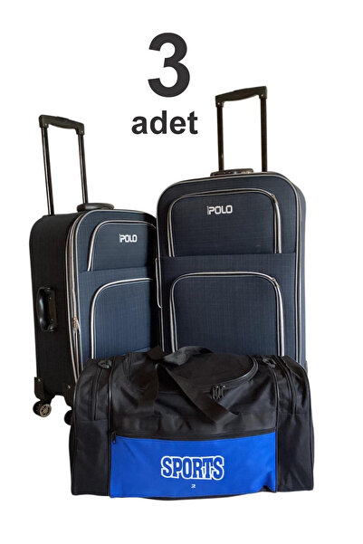 KARİZMA POLO 4-Wheeled-Bellowed-Very Lightweight 2 Pieces Fabric Suitcases La...