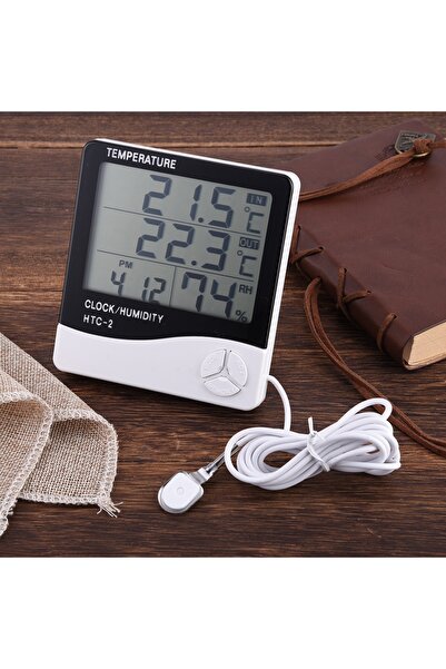 Go İthalat Masaüstü İç - Dış Mekan Dijital Termometre Nem Ölçer Higrometre