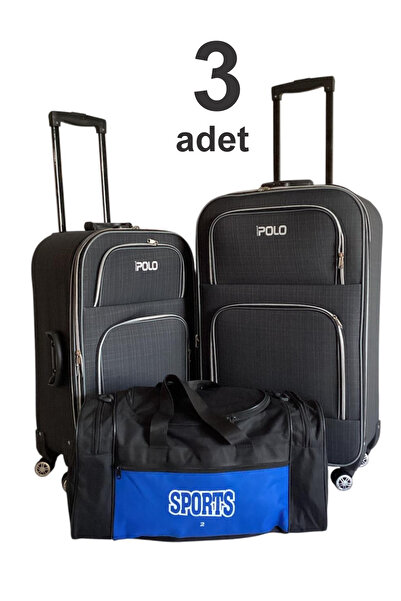 KARİZMA POLO 4-Wheeled-Bellowed-Very Lightweight 2 Pieces Fabric Suitcases La...