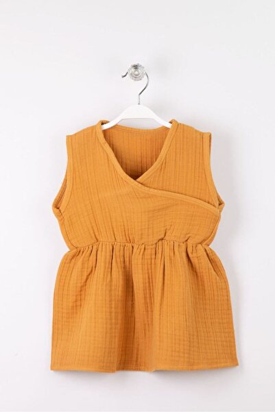 Bondilolly Βρεφικό φόρεμα μουσελίνας με ελαστική μέση με φαρδύ λουράκι