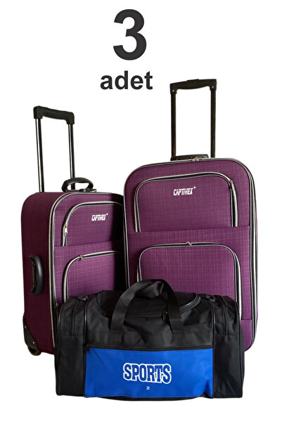 Captivex 2 Wheels-Bellowed-Very Lightweight 2 Pieces Fabric Suitcases Large a...