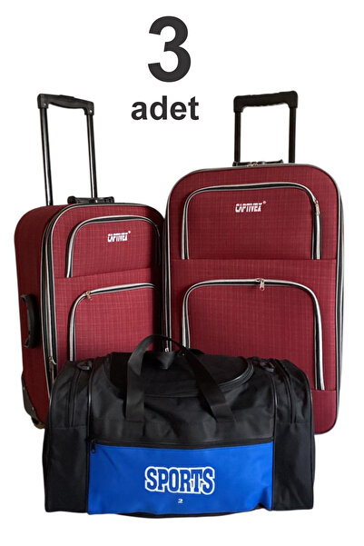 Captivex 2 Wheels-Bellowed-Very Lightweight 2 Pieces Fabric Suitcases Large a...