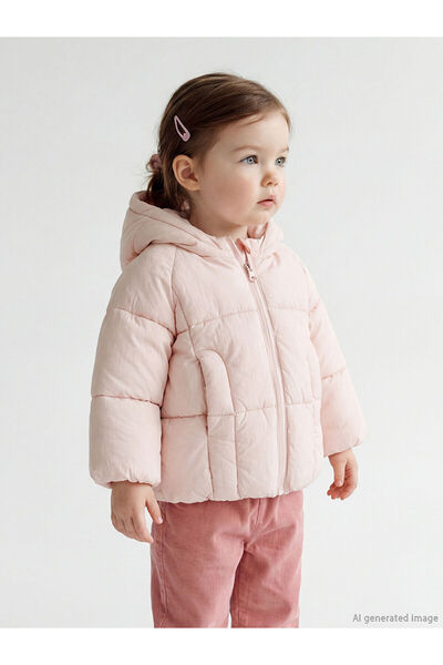 LC Waikiki Pink Water Repellent Baby Girl Inflatable Coat