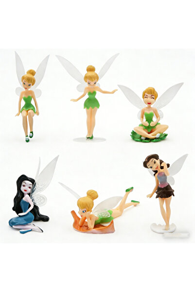 BANDAI مجموعة من 6 قطع من شخصيات تينكربيل الخيالية للبنات، مصنوعة من مادة PVC...
