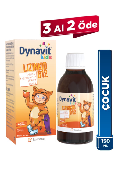 Dynavit Kids Lizinkid-B12 Şurup 150mL - Çocuk L-lizin Aminoasit Destek, B Vit...