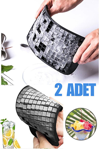 DEYHOME 2 Pieces of 160 Mini Cube Shaped Silicone Ice Trays - Anthracite Colo...