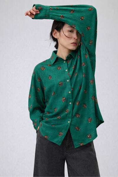 Touché Privé ÇİÇEK DESENLİ PAMUK GÖMLEK
