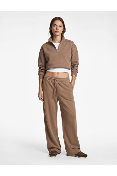 Koton Guler polo cu mânecă lungă și fermoar supradimensionat Sport Swea tricou