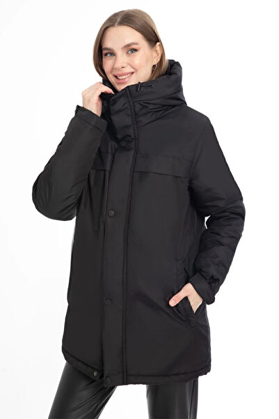 Montstop Palton negru de iarnă pentru femei - cu lână, blană, impermeabil și ...
