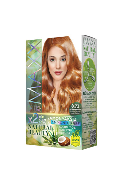MAXX DELUXE Natural Beauty Amonyaksız Set Saç Boyası 8.73 Altın Karamel