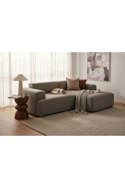 Vivense ELSA KETEN MİNİ KÖŞE KOLTUK, SAĞ KÖŞE, KAHVERENGİ