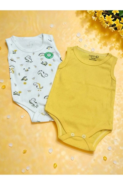 RYZE ÇOCUK Sleeveless Double Baby Clothes Body White-Yellow