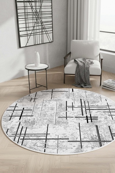 West Home Imprimare digitală, lavabilă, anti-alunecare, covor rotund de bucăt...