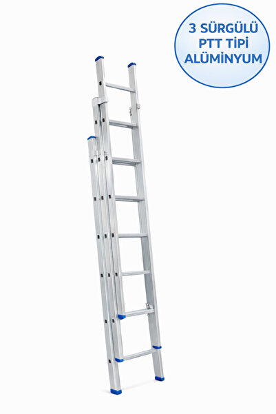 EGE AKROBAT 3 Sürgülü 2 Metre 3x6 Basamak Alüminyum Merdiven | Teleskopik | P...