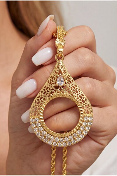 FerizZ Çeyrek Çerçeveli Kolye Ucu Altın Kaplama TGR-704