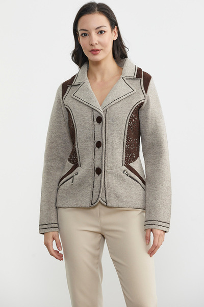 Sementa Jachetă din lână cu detalii din nubuc - nurcă - maro