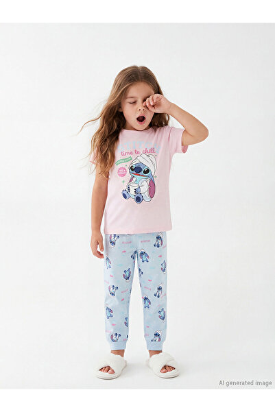 LC Waikiki Vrhunski novi sezonski set pidžama za devojčice Lilo & Stitch Štam...