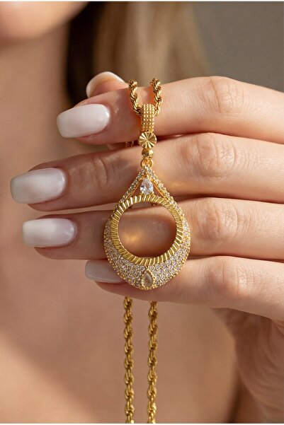 FerizZ Çeyrek Çerçeveli Kolye Ucu Altın Kaplama-TGR-666