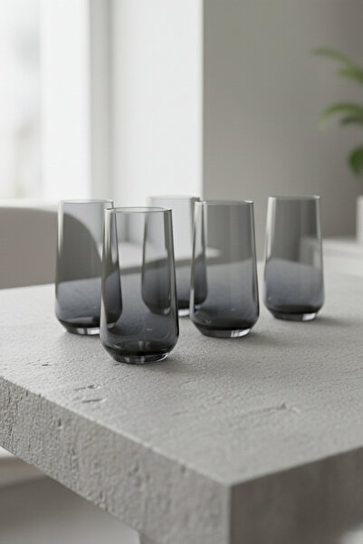 Paşabahçe موديل أليجرا زجاج مياه ومشروبات غازية 470 سم مكعب لون رمادي 6 قطع